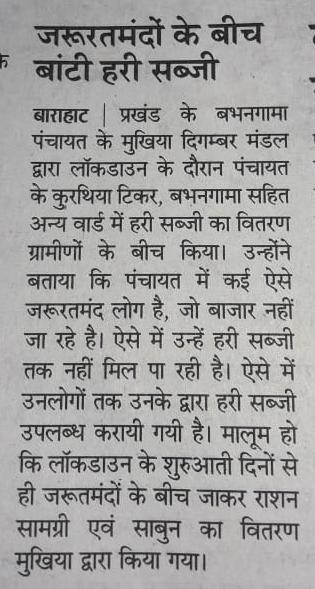 Read more about the article जरूरतमंदों के बीच बांटी हरी सब्जी – Digambar Mandal